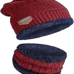 Winter Sports Cap & Muffler for Men & Women| Beanie Cap| 1 Set| (Multicolor)-image-35