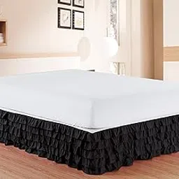 Elegant Comfort Luxurious Premium Quality 1500 Thread Count Wrinkle and Fade Resistant Egyptian Quality Microfiber Multi-Ruffle Bed Skirt - 15inch Drop, Full, Black-picture-11