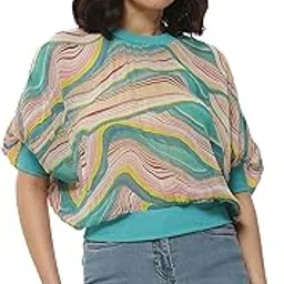 label ritu kumar Teal Printed Top with Inner-picture-21