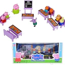 KinderTales® Peppa Pig Family Classroom Playset with Figures, Desks, Chairs & Blackboard – Educational Pretend School Set for Kids, Role-Play Toy, Ages 3+, Ideal Gift-image-36