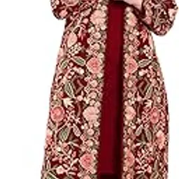 hautemoda Women's Floral Embroidered Woollen Long Kurta Set with Shrug, 3 Piece Kurta Set-picture-39