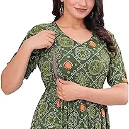 Women's Pure Cotton All Over Printed Maternity Feeding Kurti | Floral Print Maternity Gown-picture-16