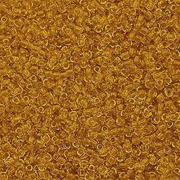 INDIKONB Seed Beads Transparent Finish Small Glass Beads Size 11/0-2mm Sugar Glass Beads for Embroidery, Aari Work, Jewellery Making (Gold) image 1
