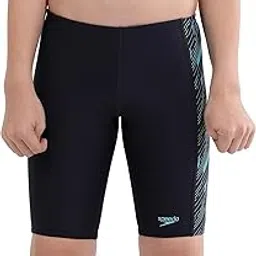 Speedo Boy's Endurance Sports Logo Panel Jammer - Black & Risk Red-picture-30