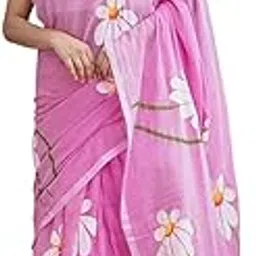 rupras Linen Floral Printed Saree With Latkan Works | Digital Printed Pallu & Zalar | Wax Finish | Printed Blouse Piece Included-picture-45