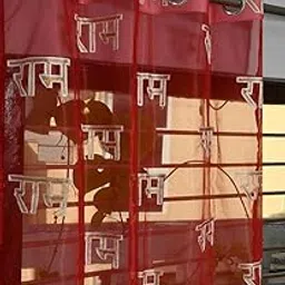 Sehaj Home Decor net Curtains for poojaroom | God Temple Curtain Mandir Parde (RED). (3-feet, Divine 1)-picture-32