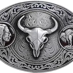 shopora Retro Western Cowboy Indian Bull Head Pattern Rodeo Belt Buckle For Men 1 | Mens Accessories | Belt Buckles-picture-14
