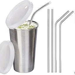 AAVAD Stainless Steel Baby Sippy Cup Sipper Glass with Straw and airtight Lid with 4 Extra Straw and 1 Cleaning Brush (300 ml, 1-4 Years, Silver)-picture-25