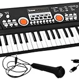 RKZ 49 Key Piano Keyboard Musical Toy with Mic & USB Charger for Kids Boys and Girls - Black Colour-picture-14