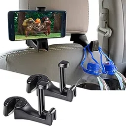 HOLD UP Car Hooks Car Seat Back Hooks with Phone Holder, (2 Pack) Universal Vehicle Car Headrest Hooks Hanger with Lock and Phone Bracket for Holding Phones and Hanging Bag, Purse, Cloth, Grocery-picture-44