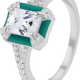 925 Silver American Diamond Vintage Green Enamelled Ring for Women & Girls | With Certificate of Authenticity and 925 Stamp | Life-time Warranty*-image-88