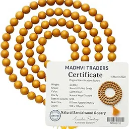 POOJAWAVE Pure Original Chandan Mala (Sandalwood Rosary) – 108+1 Beads, 6mm Large Bead Size, Lab Certified Natural Sandalwood Fregnance for Pooja, yoga, Japa, Meditation & Spiritual Use for Men & Women-picture-26
