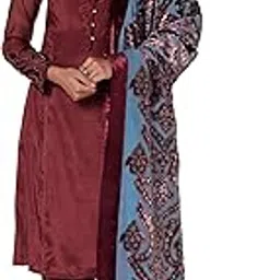 wishful by W Women's Viscose Kurta, Straight Pant & Dupatta (23AUSP11254-218261_Tawny Port-picture-51