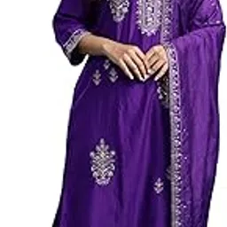 indo era Women's Chinon Ethnic Motifs Embroidered Straight Kurta & Pant with Dupatta Set (PS9KH7955)-picture-33