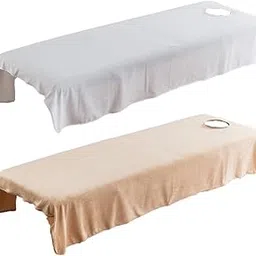 UJEAVETTE 2pcs Soft Crystal Velvet Massage Bed Sheet Cover White Camel 120x190cm-image-33