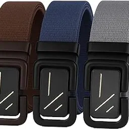 usl Men's Nylon Belt Combo, Pack of 3, Free Size, Black-picture-41