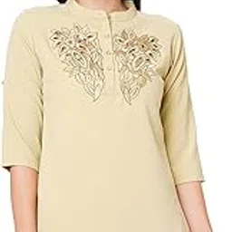 go-4 it Go.4.it Women's Band Collar Top with Front Embroidery-picture-30