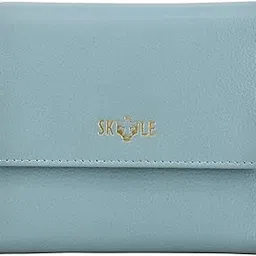 skyle Women's Small Leather Wallet (Blue), RFID Protected 6 Card Slots, ID Window, Slip Pocket, Zippered Coin Compartment-picture-40