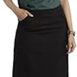fablestreet Women's Cotton Blend A Line Knee Length Skirt (Black) (30) (SK02BK-30)-picture-28