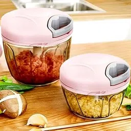 Manual Food Chopper with Pull String, 900ml Glass Bowl, Pink, Stainless Steel Blades-image-69