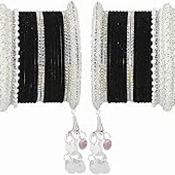 lavazza AD Diamond Chuda Set For Bridal Women and Girls | Dulhan Chuda Set For Wedding | Pearls chuda | AD Diamond Stone Chuda Bangles | Women's Bangles | Stylish Chuda | Fancy Chura- Set of 70 image 1