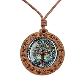 pmeixcy Tree of Life Necklace,Leather Necklace, Boho Necklace with Tree Pendant, Stylish Mens Necklace Pendant for Daily Wears, Travel and Parties, 4cm x 4cm Alloy with Glass Inserts-picture-46