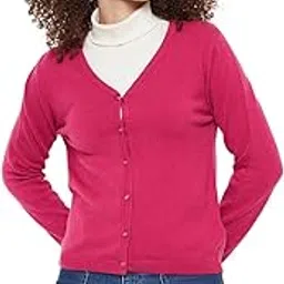 madame Women Solid Fuschia Cardigans-picture-19