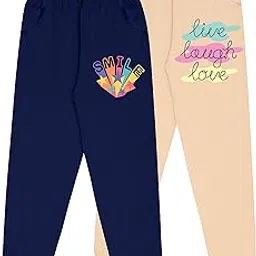 KYDA KIDS® Girls 100% Cotton Printed Track Pants with Pocket - Multicolor (Pack of 2)-picture-21