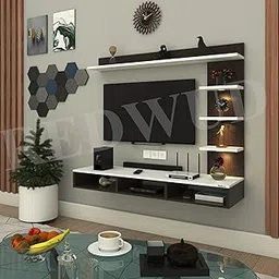 Gyder Wooden TV Entertainment Unit Wall TV Stand LED Light TV Cabinet for Living Room, Bedroom, Office (Wenge/White) Ideal for TVs up to 42 inches-image-58