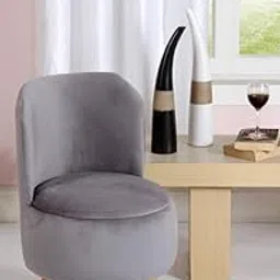 Interiors Spot Ottoman Pouffes Sitting Mudda Puffy Wooden Leg Stool For Living Room Dressing Table Pouf Round Footstool For Home Decor, Holland Velvet,Chair, 16X16X28.5 Inch, Grey-image-42