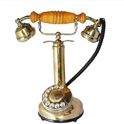 Geniadity -Vintage Rotary Dial Telephone Antique Brass Candlestick Phone Replica Retro Home Decor Landline Phone(Decorative Collectible)-image-3