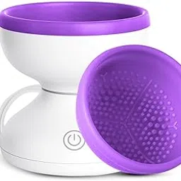 Gleva Electric Makeup Brush Cleaner Machine Cleanser Tool for All Size Foundation Concealer Eyeshadow Brush Portable USB Rechargable Cosmetic & Painting Brush Cleaner Gift for Girls & Women's (Purple)-image-1