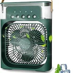 Portable Humidifier Air Cooler Mist Fan Mini Cooler for Home with 3 Speed Mode with Water Spray, 7 Color LED & Timer, USB Personal Cooler Desk Fan for Shop, Office, Kitchen (Green)-picture-25