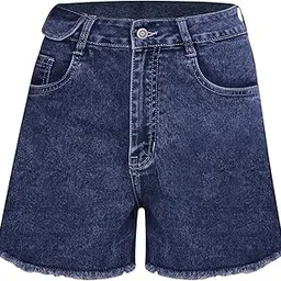 dolce crudo Women's Relaxed Fit High Rise Regular-Length Stretchable Denim Faded Shorts-picture-39