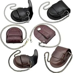 SECRET DESIRE Vintage Pocket Watch Bag Case Pouch Purse Holder with Chain Brown-picture-13