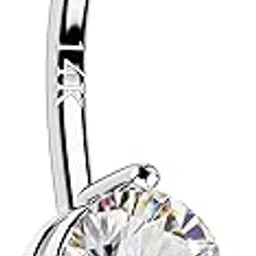 cocharm Belly Rings 14K Solid Gold Belly Navel Piercing Jewelry Round CZ Belly Navel Rings Barbell-picture-17