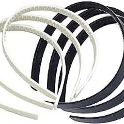 (Pack of 3 Pcs), Unique Plain Craft Plastic Headband With Teeth Non Slip Hairband For Women's and Girls Headband Hoops DIY Hair Band for Women Girls, Black & White-image-12