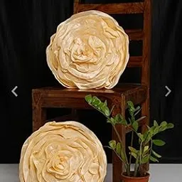 Noor Accumulation Premium Round Rose Cushion Cover Set of 2 – Decorative Satin Flower Pillow Case for Sofa, Bed, Living Room – Soft & Elegant Home Décor (16x16 Inch) (Biege) image 1