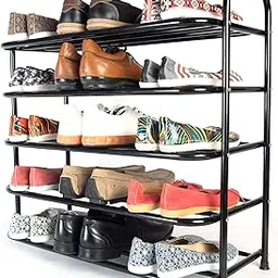 PullnDry Multi-Purpose Shoe Rack - (5 Tier, Black) | 5 Tier Shoe Rack with Shelf | Footwear Stand for Home | Multiuse Storage Rack for Footwear | Shoe Stand Rack for Home (Metal) (69.5 * 67 * 31cm)-picture-30