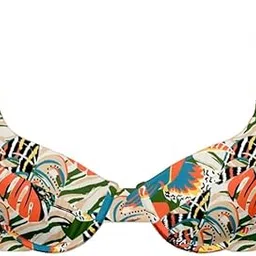tan swimwear & activewear Tropical Print Bikini Top with Adjustable Straps and Padded Cups-picture-43