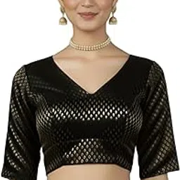 thevasa Women's Black Gold Diamond Divine Depth Blouse-picture-17