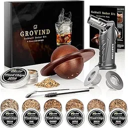 Grovind Whiskey Smoker Kit,Cocktail Smoker Kit with Torch,Bourbon Smoker Kit,Old Fashioned Smoker Kit,Drink Smoker Infuser Kit with Wood Chips,Birthday Whiskey Bourbon Gifts for Men,Dad,Husband image 1