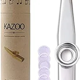 Vinayakart - Aluminum Alloy Kazoo and 5 Membrane Flute Diaphragm Mouth Kazoo with Vintage Gift Box - SILVER-picture-31