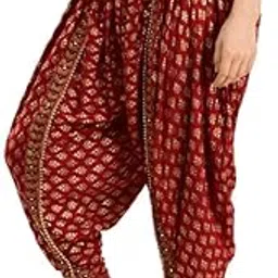 arihant plazma Women Rayon Linen Solid Mid Rise Harem Stylish Dhoti || Lace Loose Fit ||Printed Maharoon Salwar/Pant/Patiala || Waist Size -28-40|| Length 39 Inch, Red-picture-11