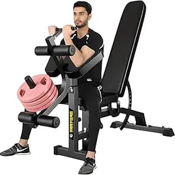 BodyLean Fitness Multi-Purpose Adjustable Gym Bench with Bicep Curl, Leg Curl & Leg Extension | Incline, Decline & Flat Positions | Targets Chest, Back, Arms, Core & Legs | Home & Commercial Gym Bench-picture-15