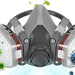 GION Dust and Organic/Acid Gas Vapour Half Mask 7 in 1 Respirator for Gases, Woodworking, Chemicals, Industry, Polishing Half Facepiece Shield Respirator with Filters (1Pcs) image 1