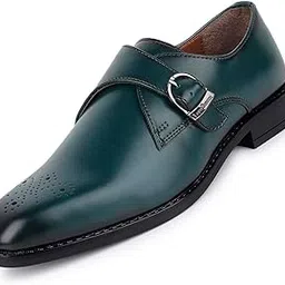 louis stitch Men's Formal Shoes | PU Leather Single Monk Strap | Handmade Patina Finish | Comfortable for Business Casual, Every Day, Parties (LXSMGR) image 1