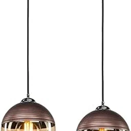SUANI Premium Glass Hanging Lights|Pendant Lighting for Kitchen|Pendent Light for Drawing Room |Hanging Light for Living Room|Ceiling Light| Black Round Shape (Bulb Included) (Pack of 2)-image-50
