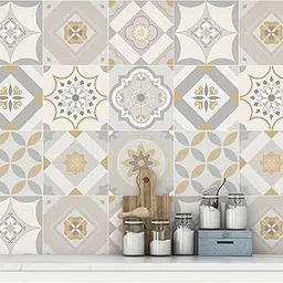 MOSAICOWALL Vinyl DIY Decorative Wall Tile Stickers 6" X 6" Inch (Pack of 27) -23, Self Adhesive-picture-50