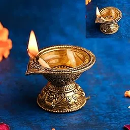 INDICAST Religious Brass Diya for Puja | 1.25" Arti Deepak Deepam Oil Lamp for Worship and Festivities | Perfect for Pooja Rituals (Weight - 50gm)-picture-33